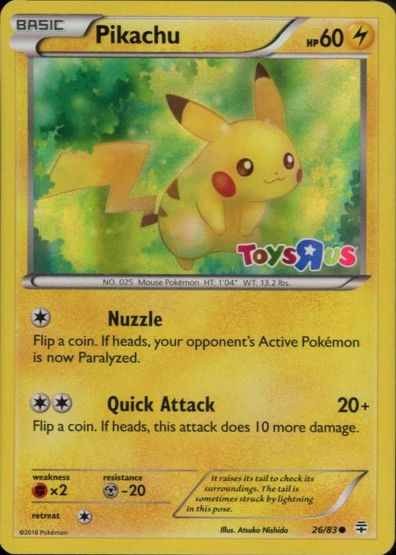 Pikachu 2016 XY: Generations #26/83 Promo (Toys R Us) RAW TCG (LIGHTLY PLAYED)