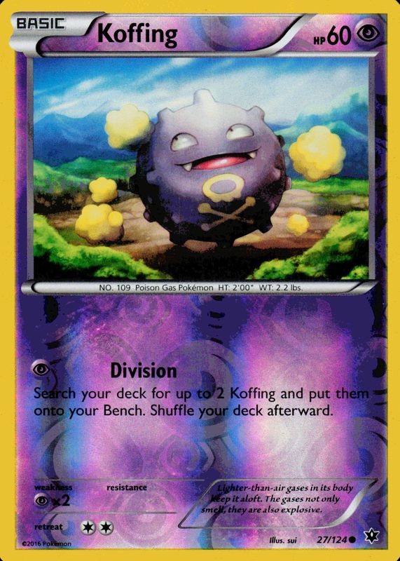 Koffing 2016 XY: Fates Collide #027/124 Reverse Holo RAW TCG (LIGHTLY PLAYED)
