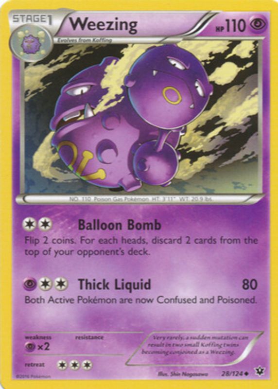 Weezing 2016 XY: Fates Collide #028/124 Base RAW TCG (NEAR MINT)