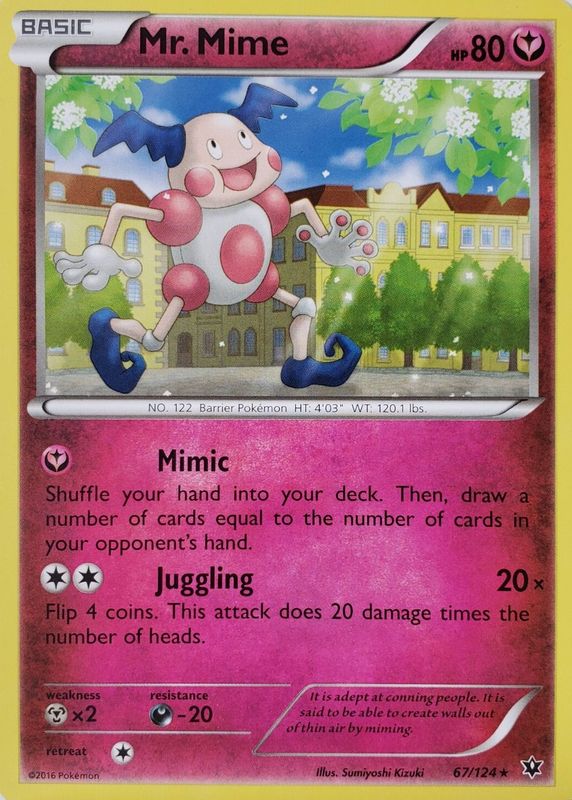 Mr. Mime 2016 XY: Fates Collide #067/124 Base RAW TCG (LIGHTLY PLAYED)