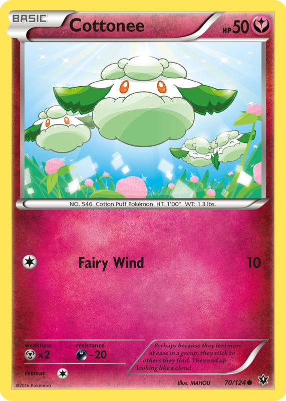 Cottonee 2016 XY: Fates Collide #070/124 Base RAW TCG (NEAR MINT)