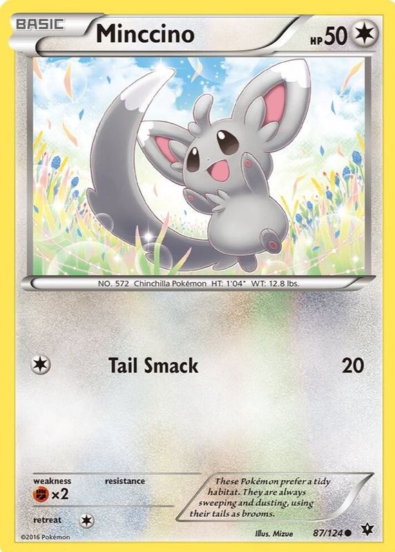 Minccino 2016 XY: Fates Collide #087/124 Base RAW TCG (LIGHTLY PLAYED)
