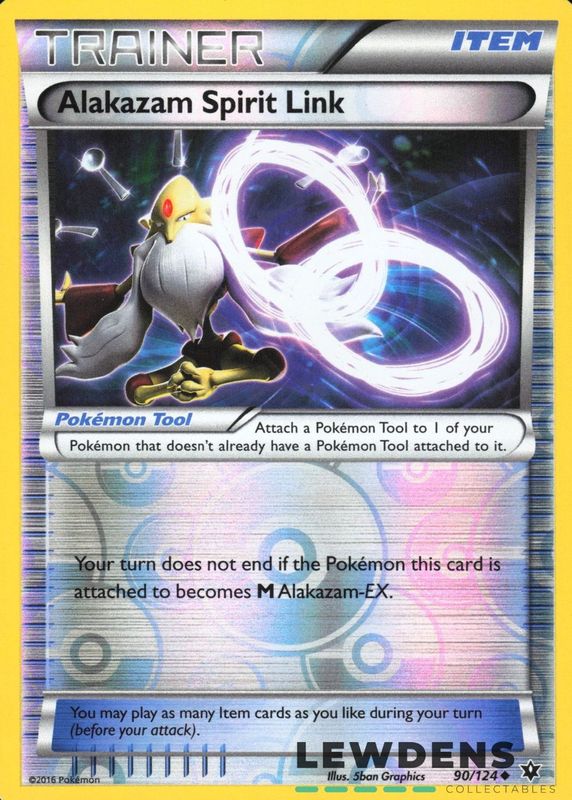 Alakazam Spirit Link 2016 XY: Fates Collide #090/124 Reverse Holo RAW TCG (NEAR MINT)