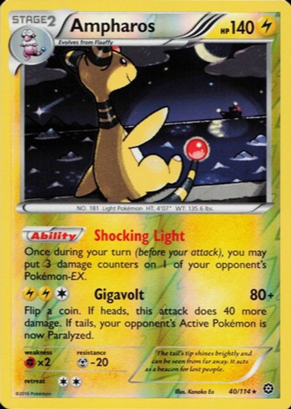 Ampharos 2016 XY: Steam Siege #040/114 Reverse Holo RAW TCG (LIGHTLY PLAYED)