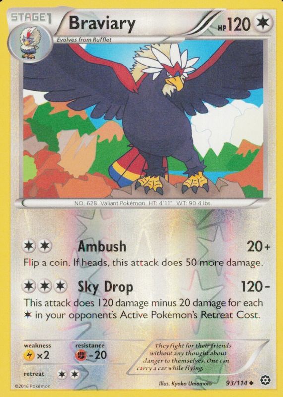 Braviary 2016 XY: Steam Siege #093/114 Reverse Holo RAW TCG (NEAR MINT)