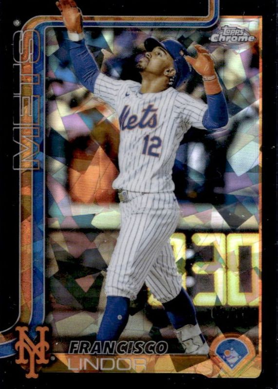 Francisco Lindor 2025 Topps Chrome Sapphire Edition #170 Image Variation - Black /10 RAW