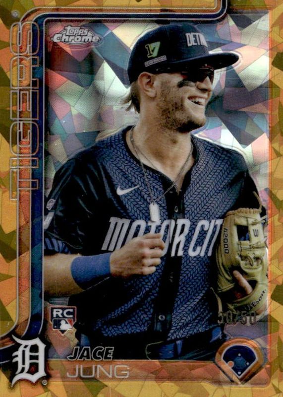 Jace Jung 2025 Topps Chrome Sapphire Edition #225 Image Variation - Gold /50 Rookie RAW