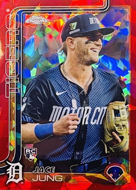 Jace Jung 2025 Topps Chrome Sapphire Edition #225 Image Variation - Red /5 Rookie RAW