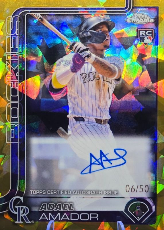 Adael Amador 2025 Topps Chrome Sapphire Edition #RA-AA Rookie Autographs - Gold /50 RAW