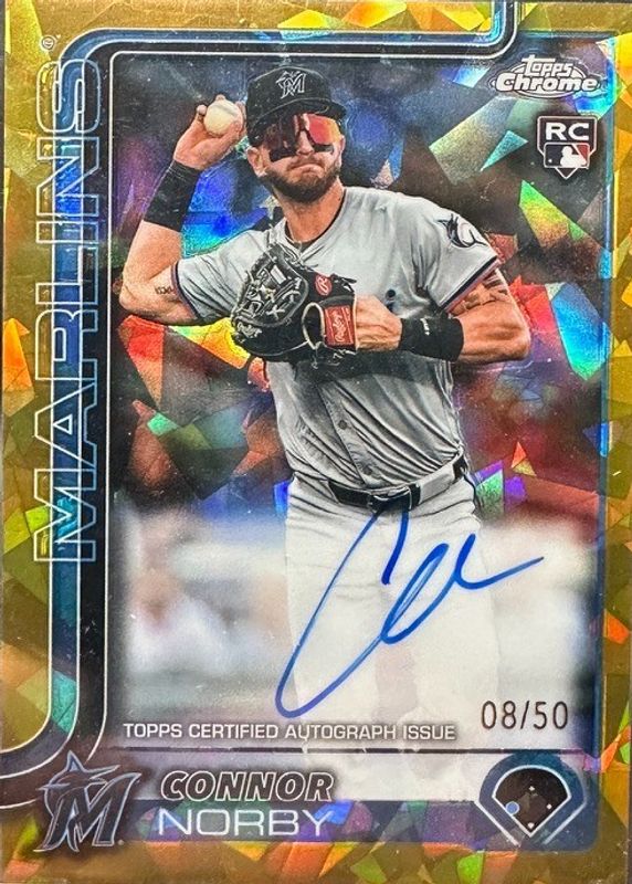 Connor Norby 2025 Topps Chrome Sapphire Edition #RA-CN Rookie Autographs - Gold /50 RAW