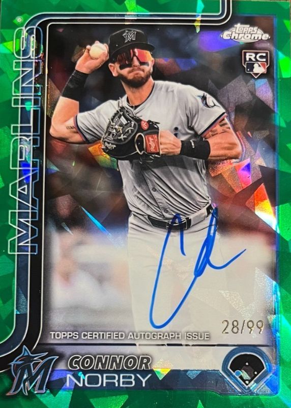 Connor Norby 2025 Topps Chrome Sapphire Edition #RA-CN Rookie Autographs - Green /99 RAW