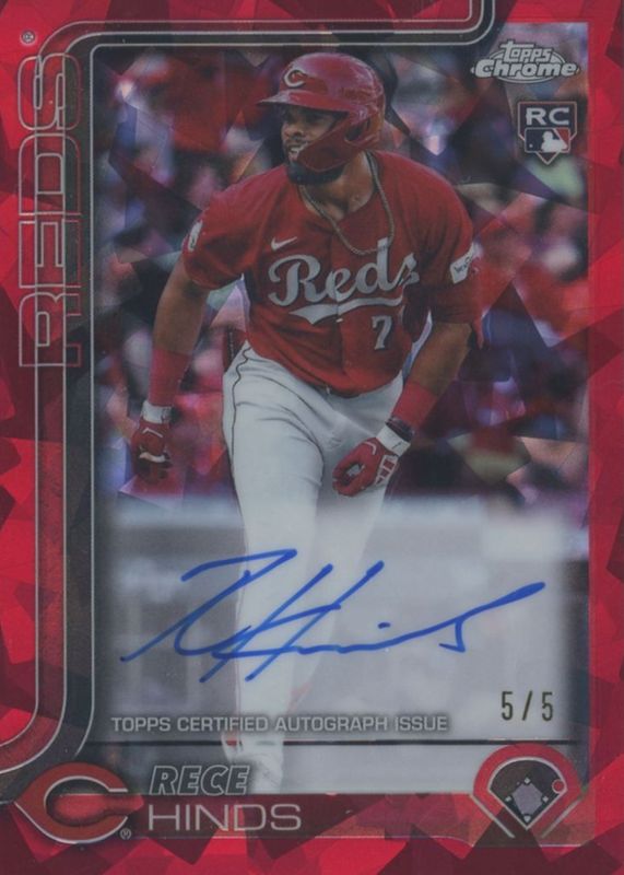 Rece Hinds 2025 Topps Chrome Sapphire Edition #RA-RH Rookie Autographs - Red /5 RAW