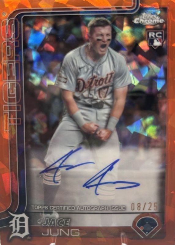 Jace Jung 2025 Topps Chrome Sapphire Edition #RA-JJ Rookie Autographs - Orange /25 RAW