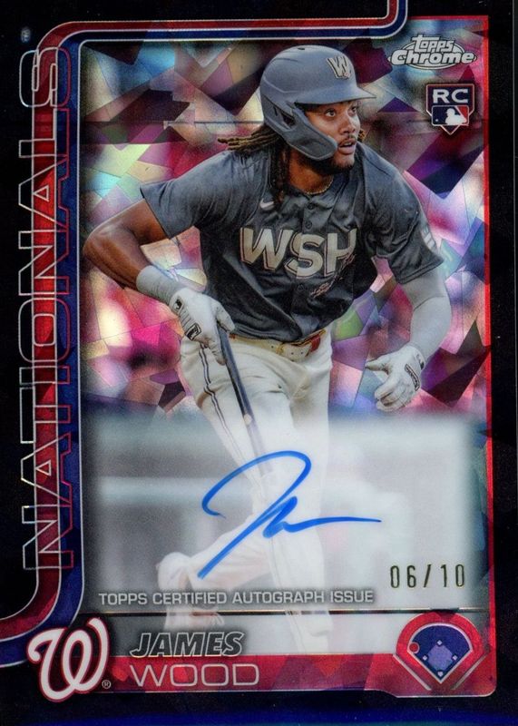 James Wood 2025 Topps Chrome Sapphire Edition #RA-JWO Rookie Autographs - Black /10 RAW