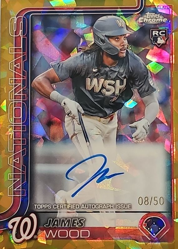 James Wood 2025 Topps Chrome Sapphire Edition #RA-JWO Rookie Autographs - Gold /50 RAW