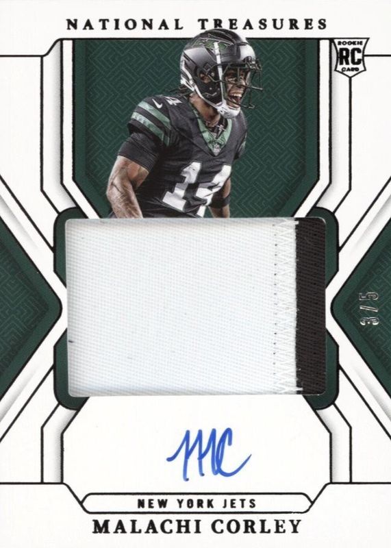 Malachi Corley 2024 National Treasures #166 Rookie Patch Auto - Black /5 RAW