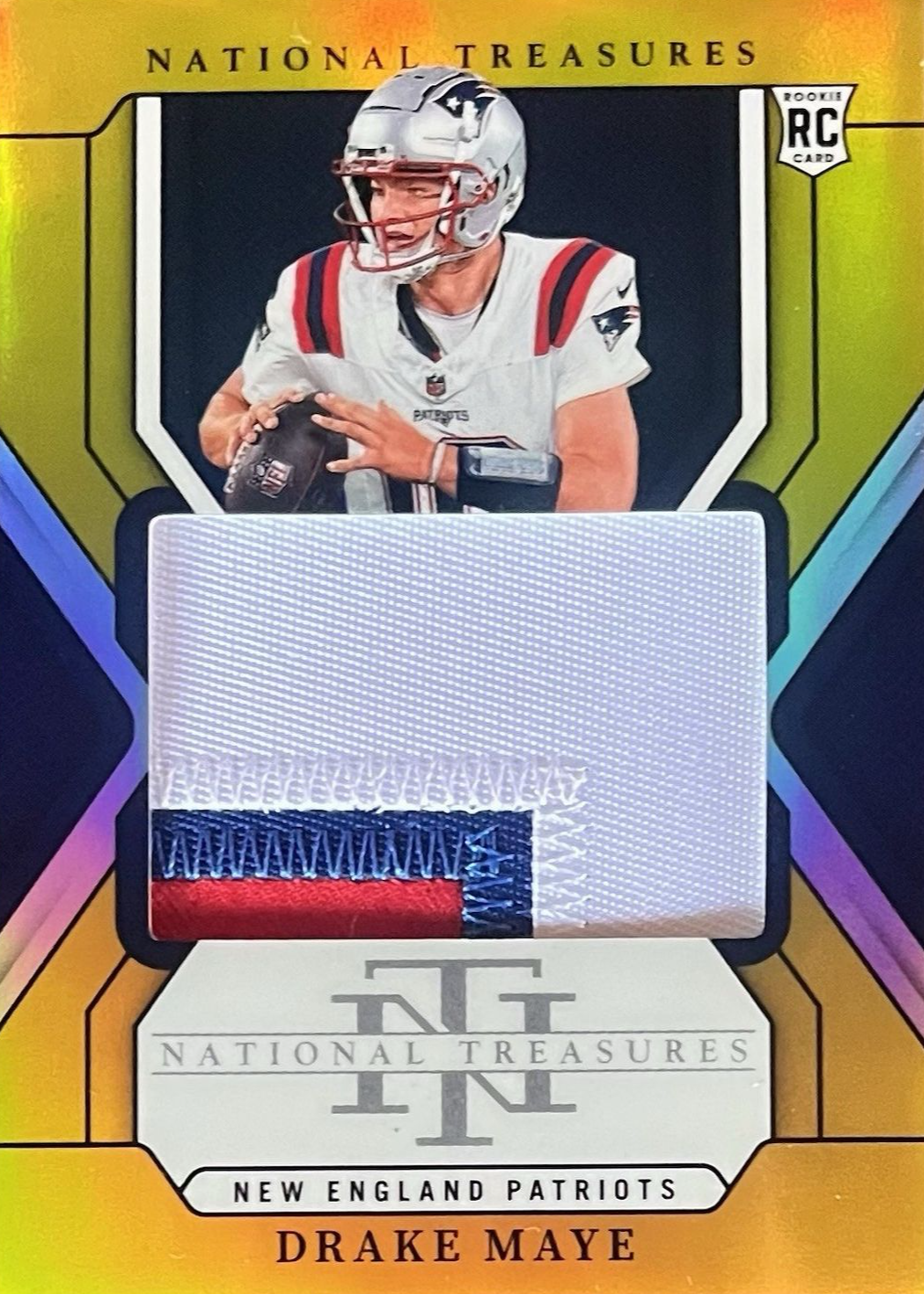 Drake Maye 2024 National Treasures #208 Rookie Patches - Premium Gold ...