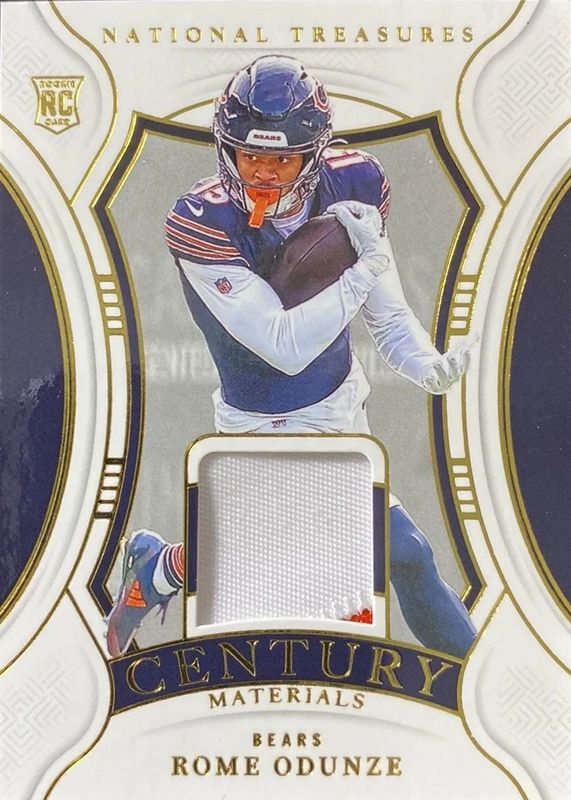 Rome Odunze 2024 National Treasures #CM-ROE Century Materials - Gold /49 Rookie RAW
