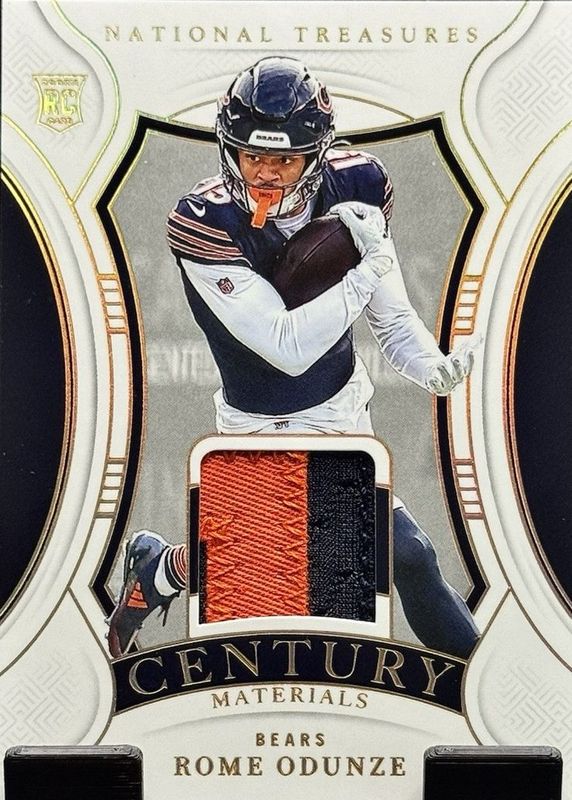 Rome Odunze 2024 National Treasures #CM-ROE Century Materials - Holo Gold /10 Rookie RAW
