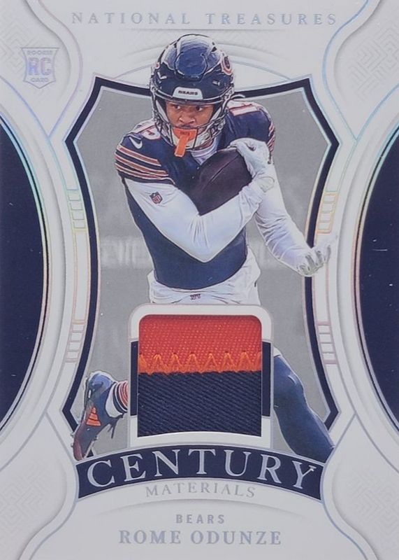 Rome Odunze 2024 National Treasures #CM-ROE Century Materials - Holo Silver /25 Rookie RAW