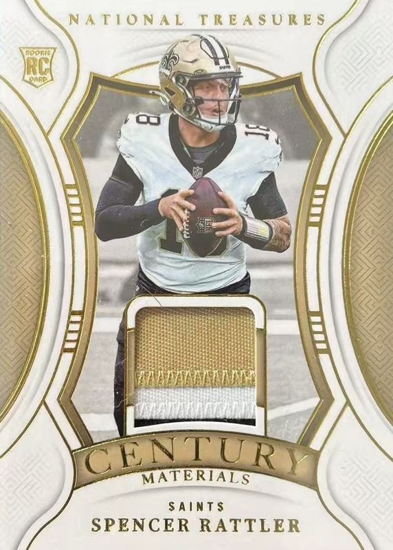 Spencer Rattler 2024 National Treasures #CM-SRR Century Materials - Gold /49 Rookie RAW