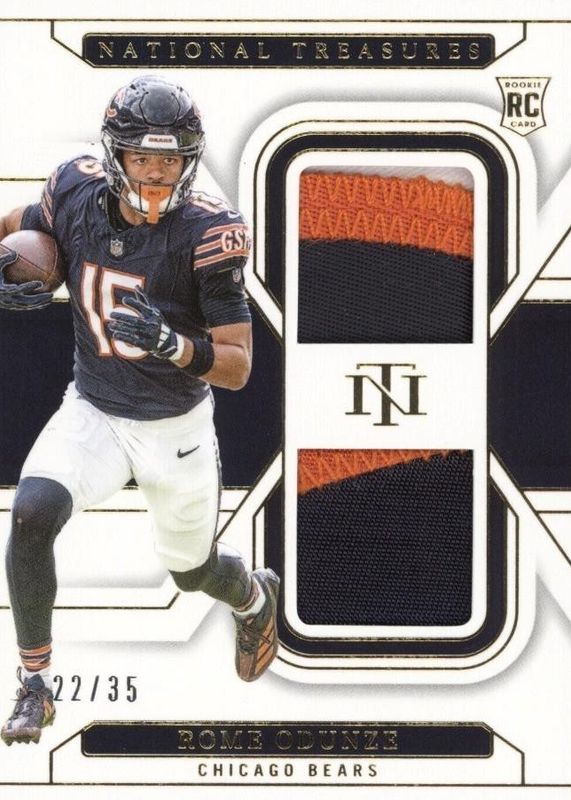 Rome Odunze 2024 National Treasures #RDM-ROE Rookie Dual Materials - Gold /35 RAW