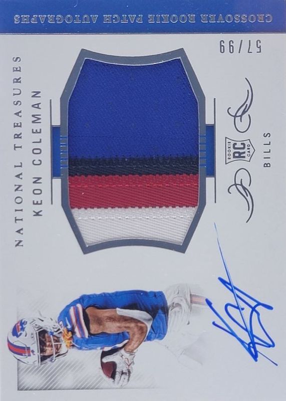 Keon Coleman 2024 National Treasures #CRPA-KCN Crossover Rookie Patch Autographs /99 RAW