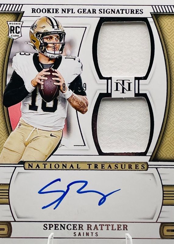 Spencer Rattler 2024 National Treasures #RGS-SRR Rookie NFL Gear Signatures /99 RAW
