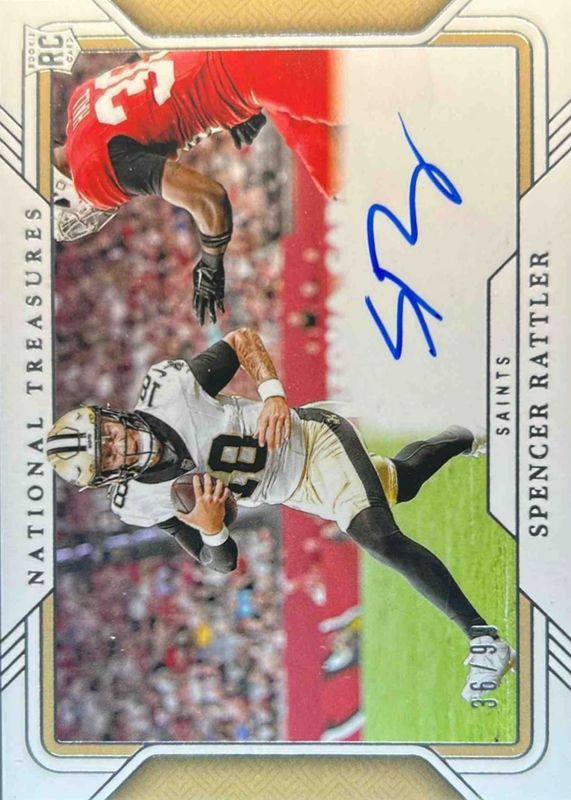 Spencer Rattler 2024 National Treasures #RFP-SRR Rookie Signatures Field Pass /99 RAW