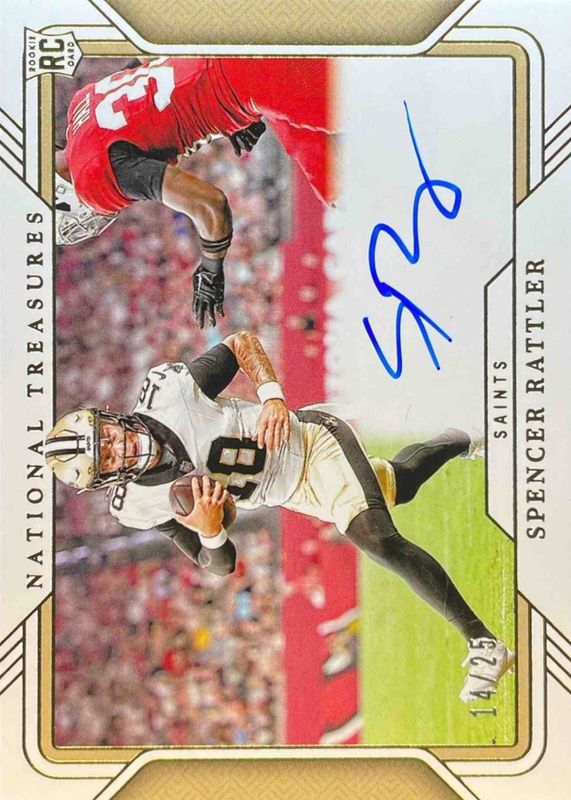 Spencer Rattler 2024 National Treasures #RFP-SRR Rookie Signatures Field Pass - Gold /25 RAW
