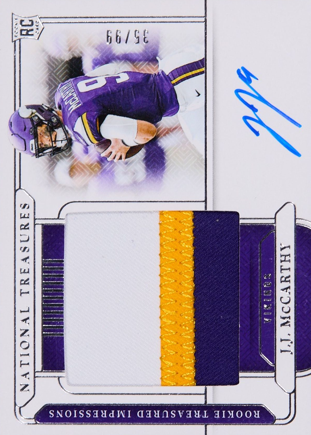 JJ McCarthy 2024 National Treasures #RTI-JJM Rookie Treasured