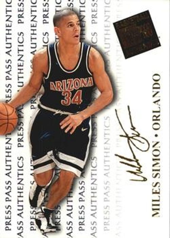 Miles Simon 1998 Press Pass Authentics #26 Base Rookie RAW
