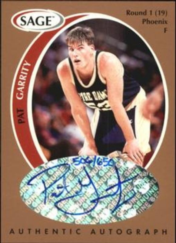 Pat Garrity 1998 Sage #A15 Autographs Bronze /350 Rookie RAW