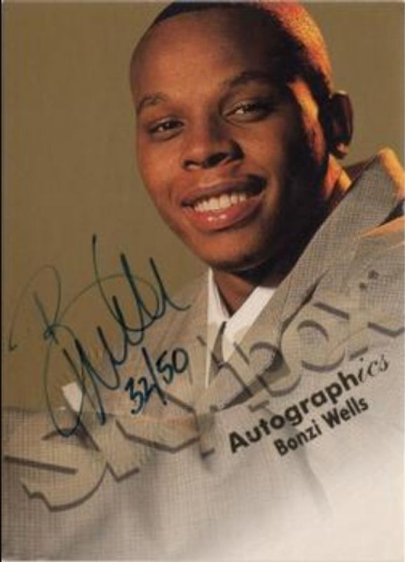 Bonzi Wells 1998 SkyBox Premium Autographics Blue /50 Rookie RAW