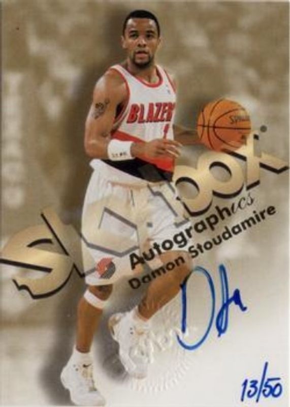 Damon Stoudamire 1998 SkyBox Premium Autographics Blue /50 RAW