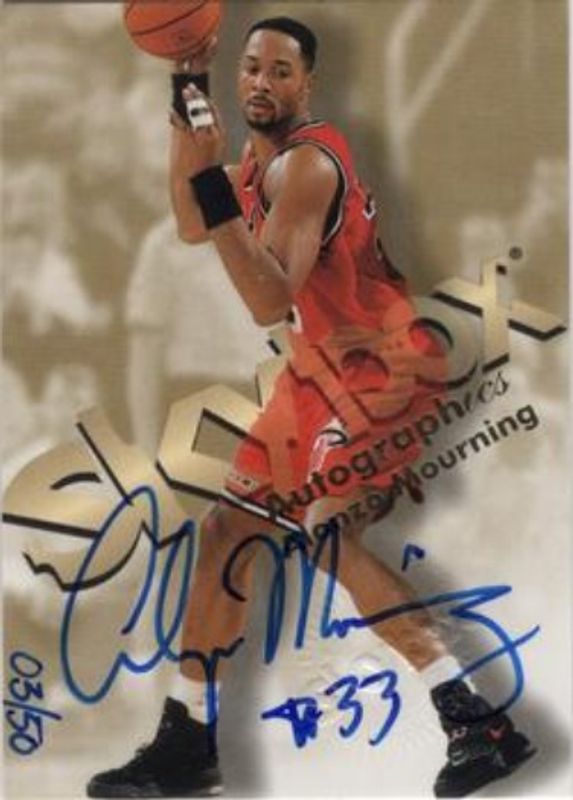Alonzo Mourning 1998 SkyBox Premium Autographics Blue /50 RAW