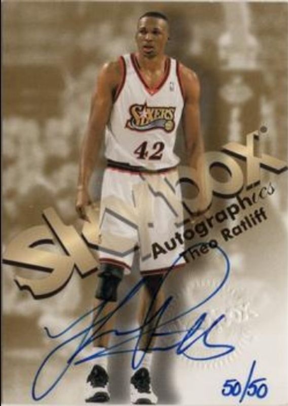 Theo Ratliff 1998 SkyBox Premium Autographics Blue /50 RAW