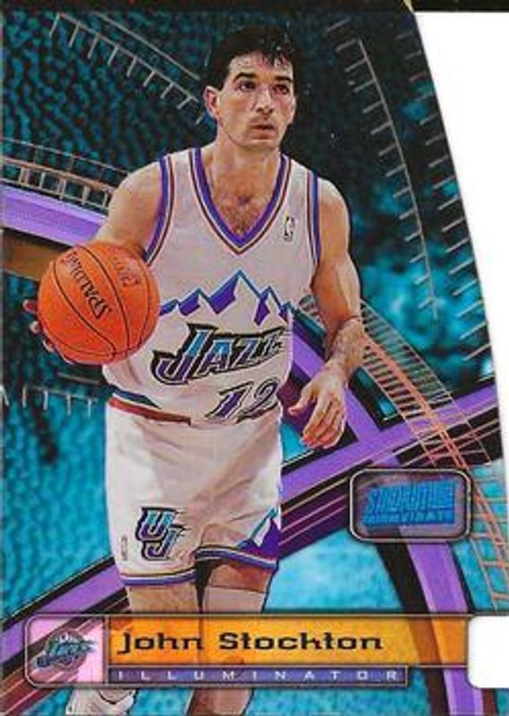 John Stockton 1998 Stadium Club #T8a Triumvirate Illuminator RAW