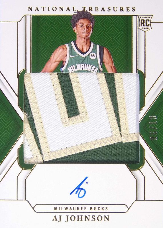 AJ Johnson 2024 National Treasures #101 Rookie Patch Auto - Gold /10 RAW