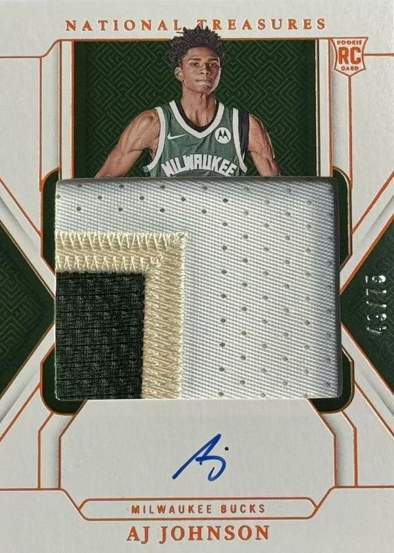 AJ Johnson 2024 National Treasures #101 Rookie Patch Auto - Orange /75 RAW