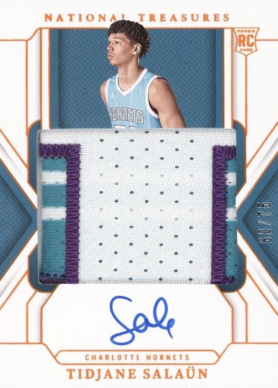 Tidjane Salaun 2024 National Treasures #137 Rookie Patch Auto - Orange /75 RAW