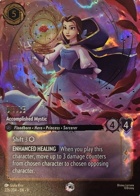 disney lorcana belle card Enchanted 5 Character Version Belle - Snowfield Strategist Lorcana