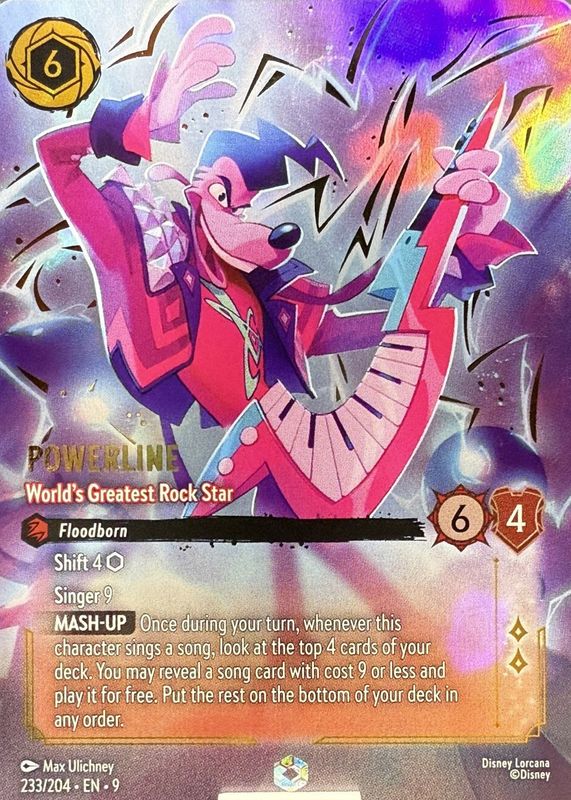 lorcana fabled enchanted cards Powerline - World's Greatest Rock Star 2025 Fabled #233/204 Enchanted  (Alternate Art) Price Guide