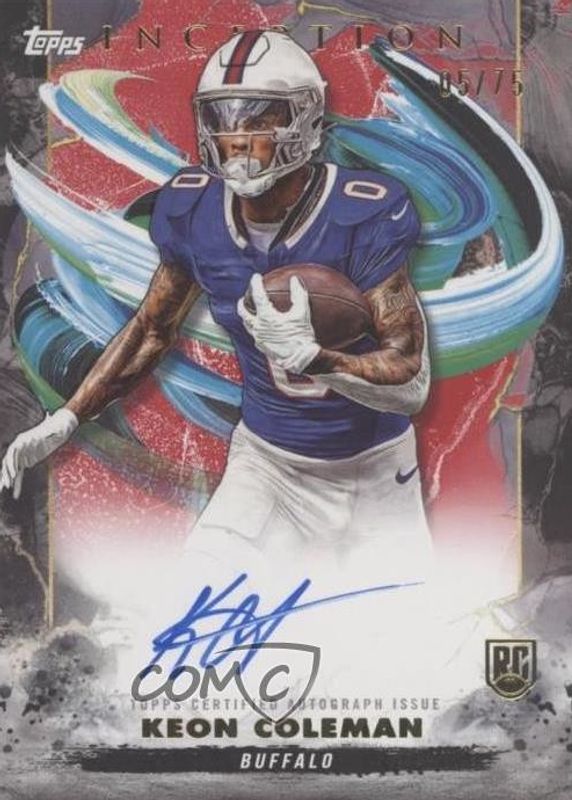 Keon Coleman 2024 Topps Inception #RA-KC Rookie Autographs - Red /75 RAW