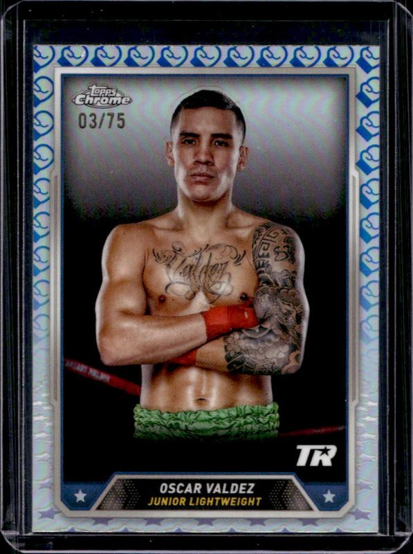 Oscar Valdez 2024 Topps Chrome #4 Glove Loge Refractor /75 RAW