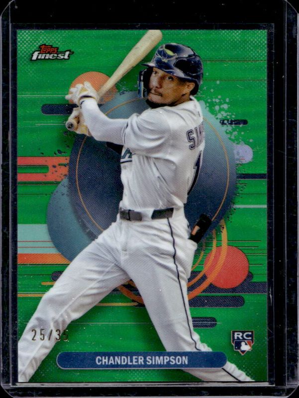 Chandler Simpson 2025 Topps Finest #177 Base Uncommon - Green Refractor /35 Rookie RAW