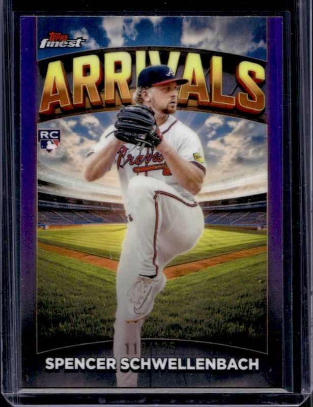 Spencer Schwellenbach 2025 Topps Finest #A-15 Arrivals - Purple Refractor /125 Rookie RAW
