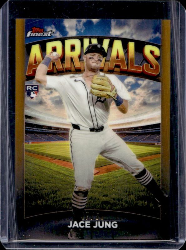 Jace Jung 2025 Topps Finest #A-4 Arrivals - Gold Refractor /50 Rookie RAW
