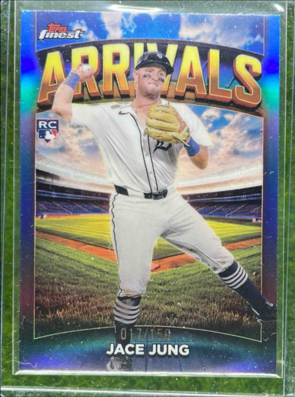 Jace Jung 2025 Topps Finest #A-4 Arrivals - Sky Blue Refractor /150 Rookie RAW