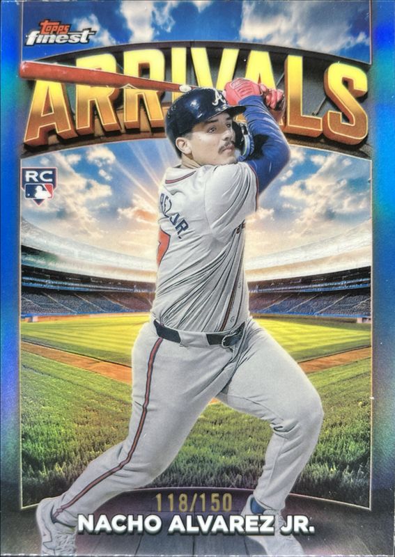 Nacho Alvarez Jr. 2025 Topps Finest #A-28 Arrivals - Sky Blue Refractor /150 Rookie RAW